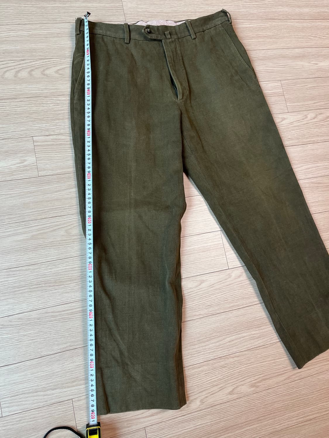로로피아나 올리브 그린 코튼 팬츠 50 정품 상품이미지6