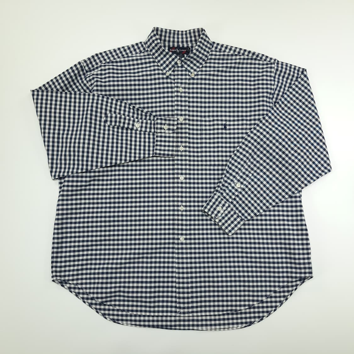CN774 XL 폴로 랄프로렌 빅셔츠 네이비 깅엄체크 긴팔 셔츠 남방 상품이미지2