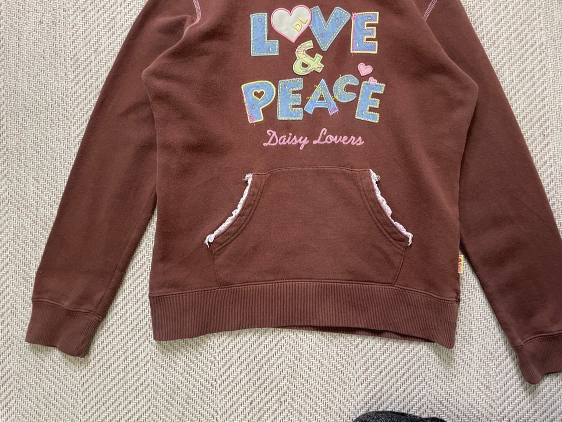 빈티지 love peace 브라운 후드집업 상품이미지3