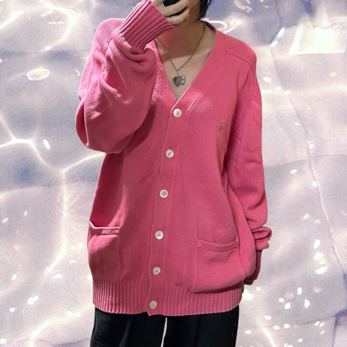 폴로 랄프로렌 오버핏 포켓 니트 가디건 핑크 100 L  상품이미지2