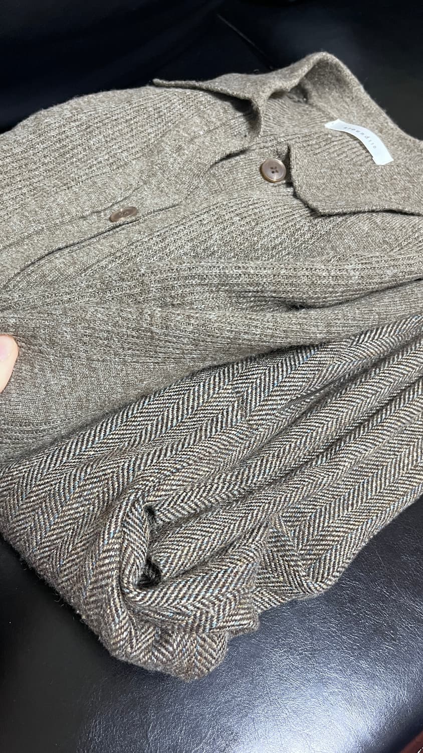 르메르핏 헤링본 카키브라운팬츠,브라운니트 셋업 (울,캐시 혼방)빈티지 상품이미지10