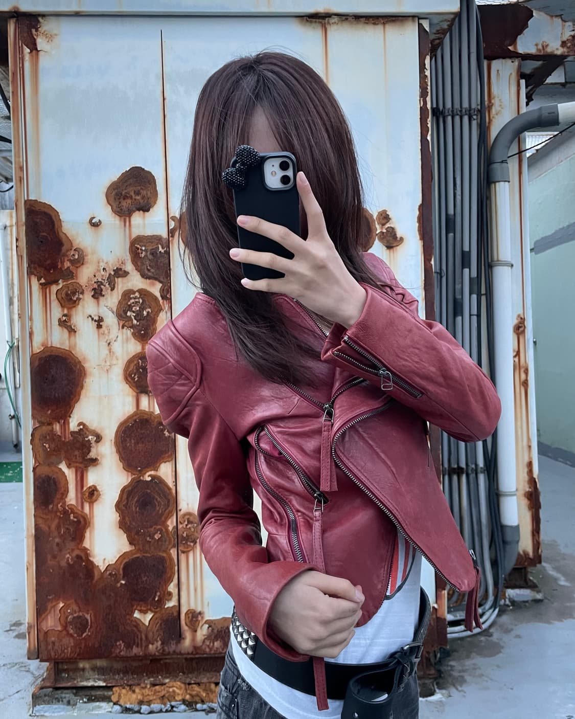 🎸레드 숄더 디테일 레더 자켓🎸 상품이미지1