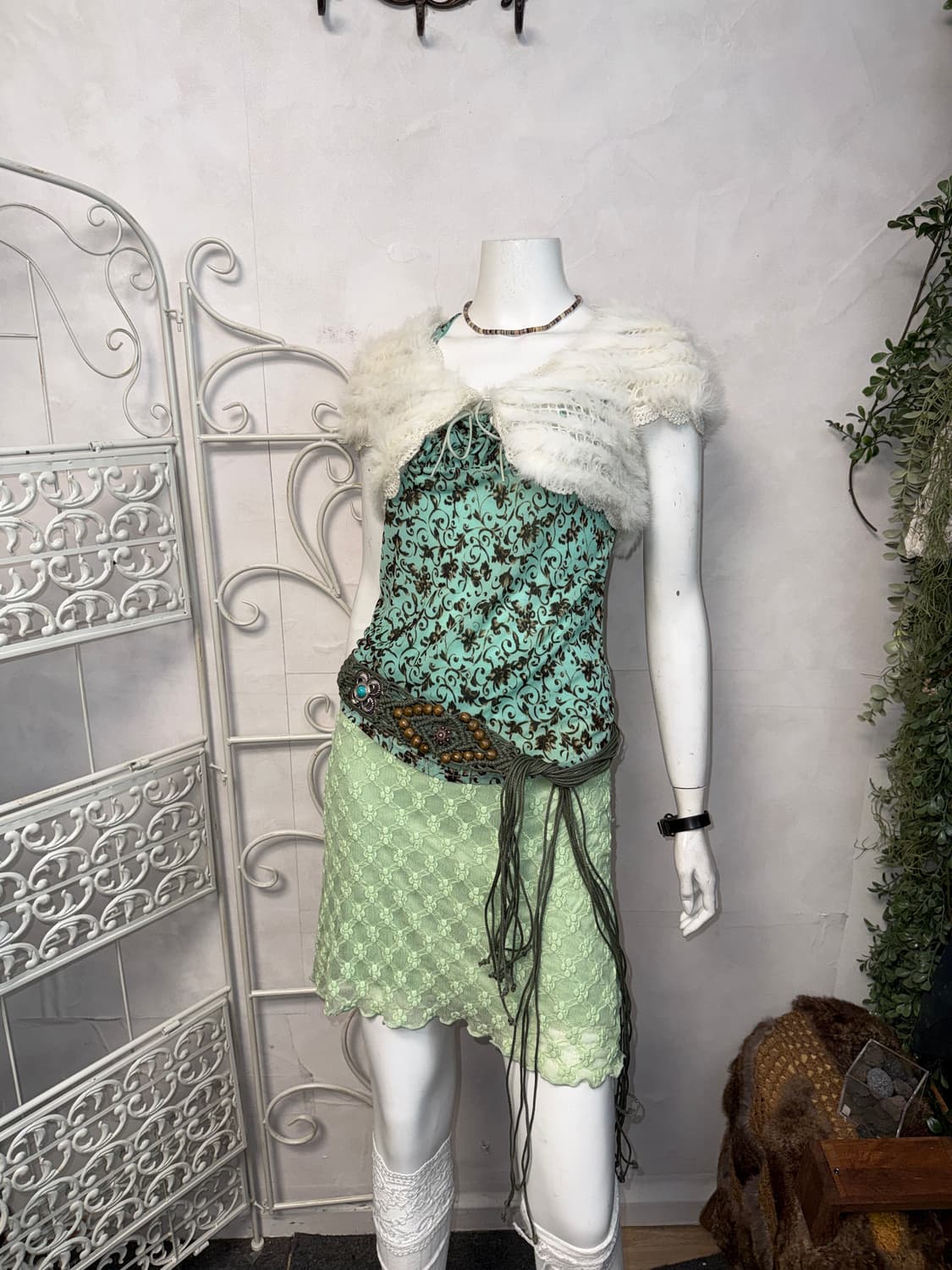 White rabbit fur trimming crop bolero cd 상품이미지4