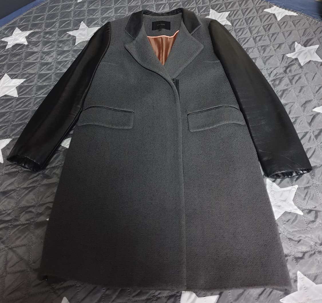 마쥬 MAJE 양가죽배색 울코트 그레이 (M) 상품이미지1