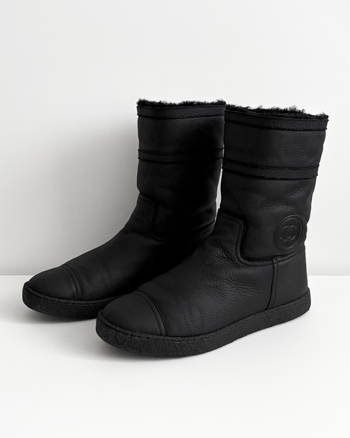 Chanel 샤넬 CC 로고 어그 롱부츠 36 블랙 상품이미지5