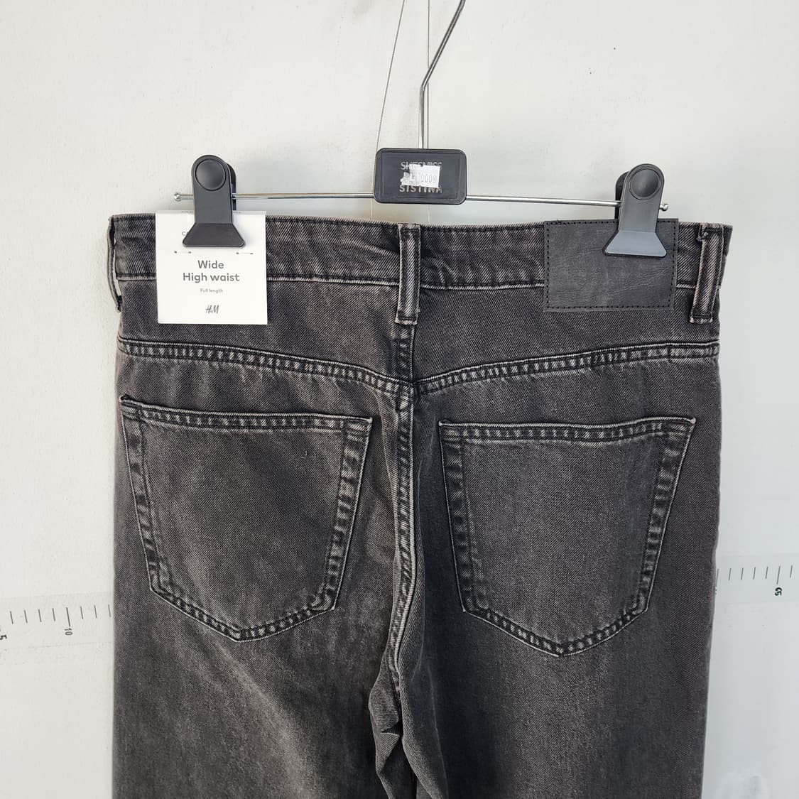 H&M 블랙 워싱 와이드 데님 팬츠 상품이미지4