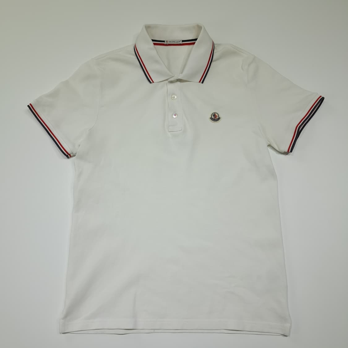 CK052 M 몽클레어 트리콜로르 화이트 반팔 폴로 티셔츠 상품이미지1