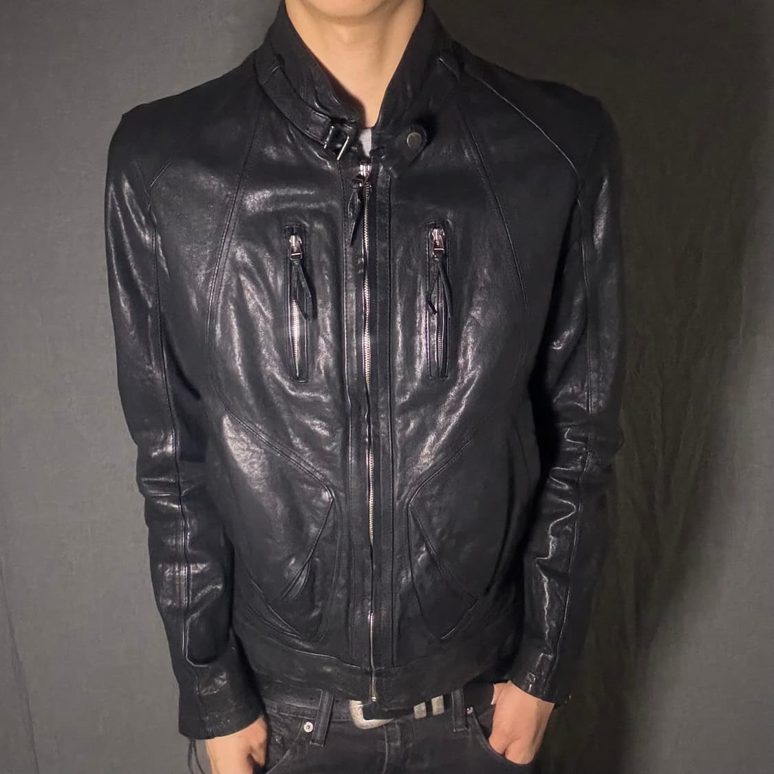 vintage black leather jacket 상품이미지2