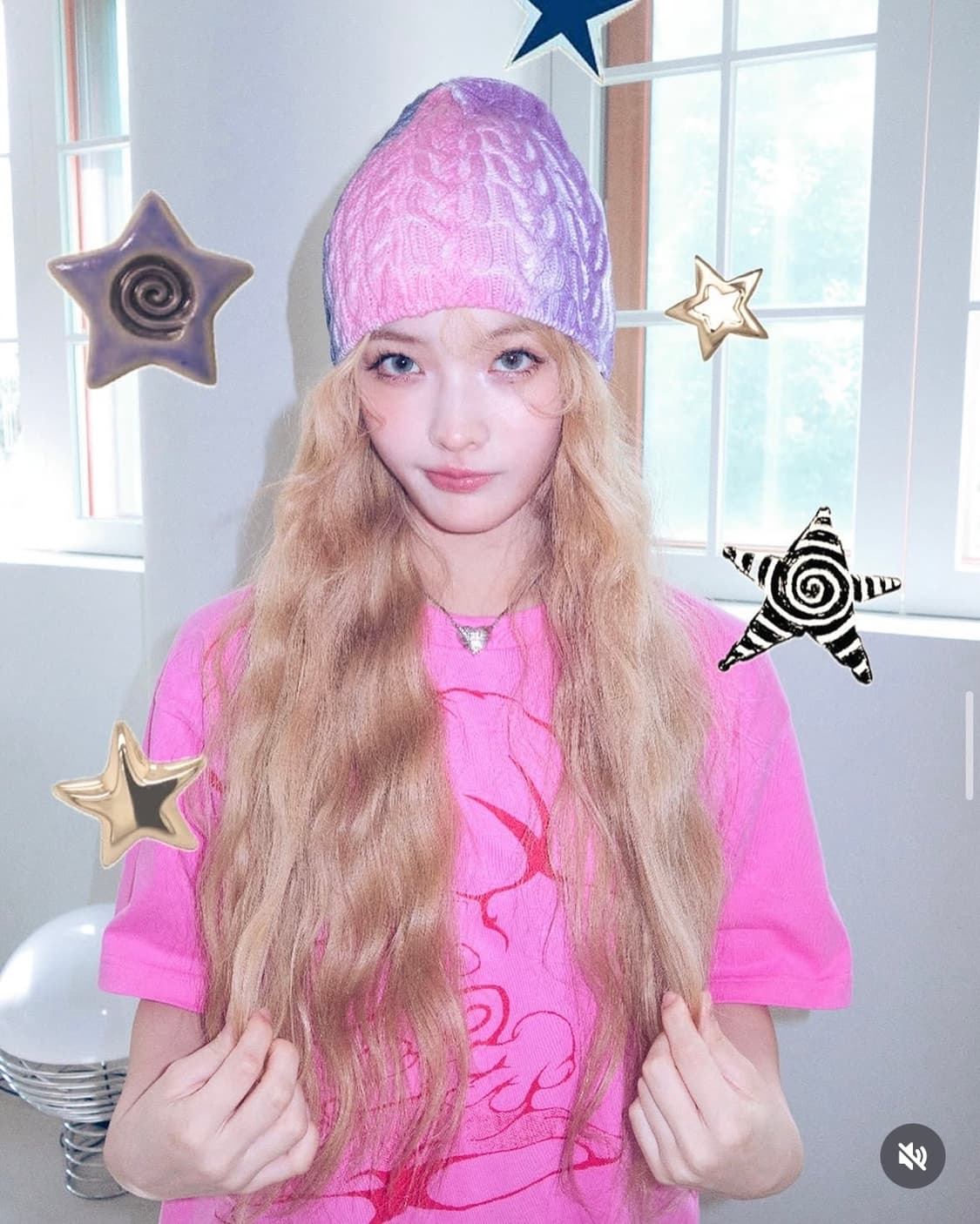 ehaesun 이해선 핑크 프린팅 반팔티 상품이미지1