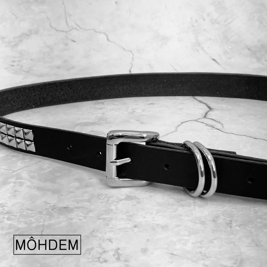 [Unisex] 락시크 스터드 웨스턴 가죽 벨트 블랙 상품이미지4