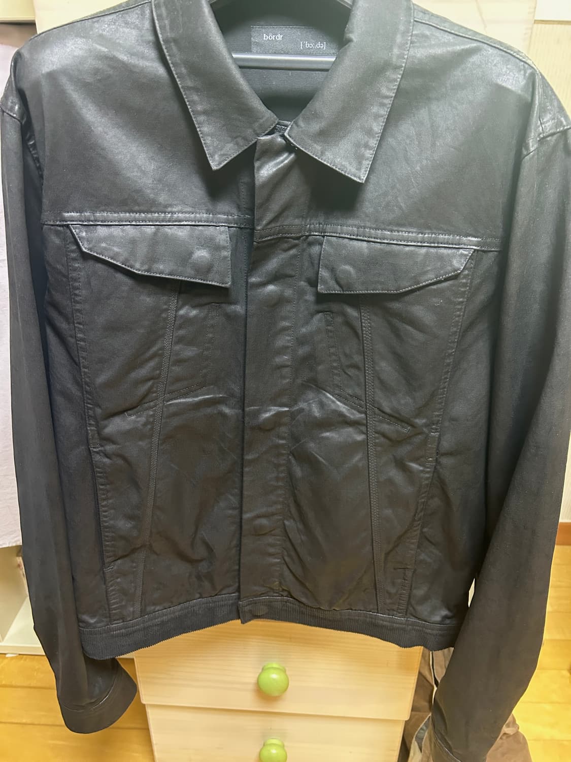 WAXED TRUCKER JACKET (BLACK) 상품이미지4