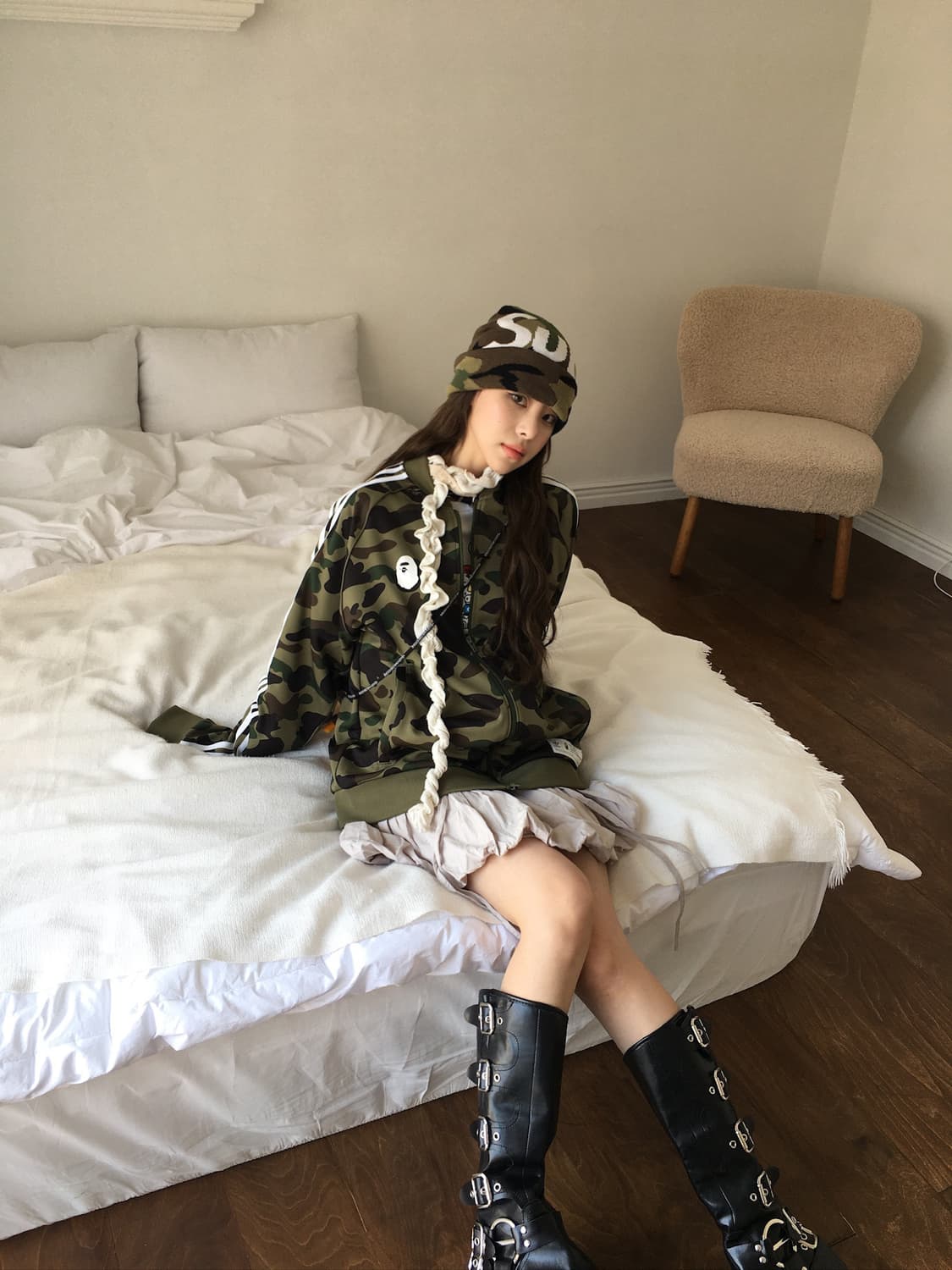 베이프 x 아디다스 녹계 카모 트랙탑 상품이미지2