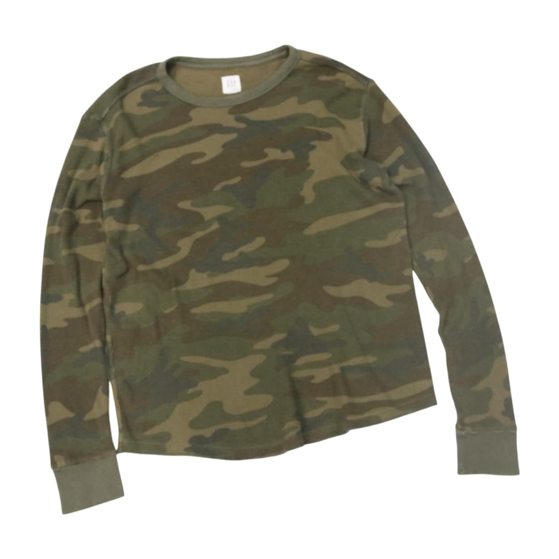 GAP 갭 빈티지 올리브 카모플라쥬 와플 긴팔 티셔츠 (S) 상품이미지1