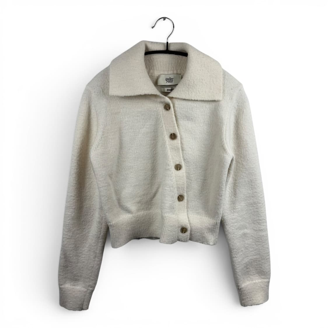 (F) 아틀리에 나인 에센셜 언발란스 크롭 가디건 아이보리 상품이미지1