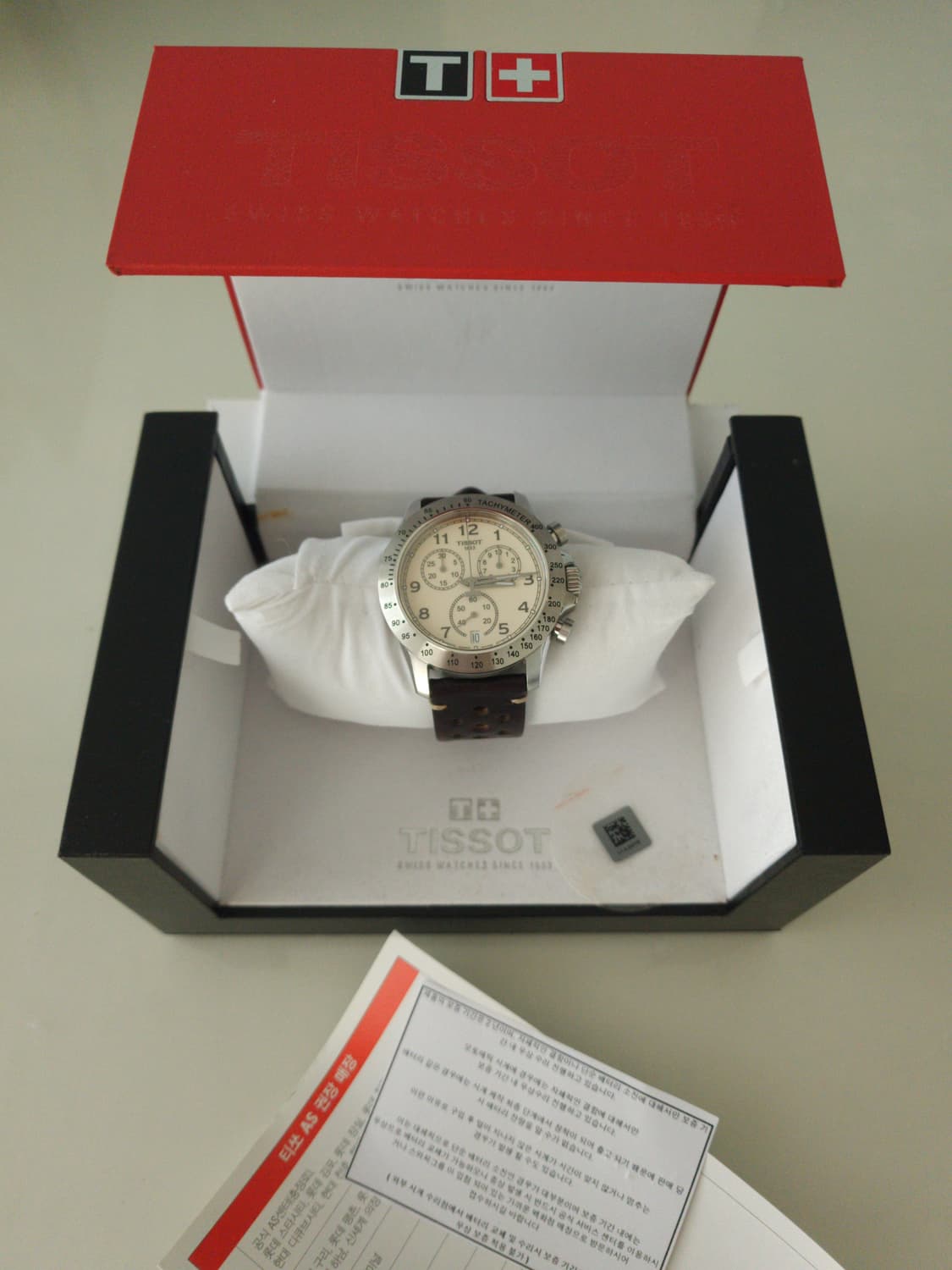 택포 풀박 정가 60 티쏘 V8 크로노그래프 100미터 방수 가죽시계 상품이미지2