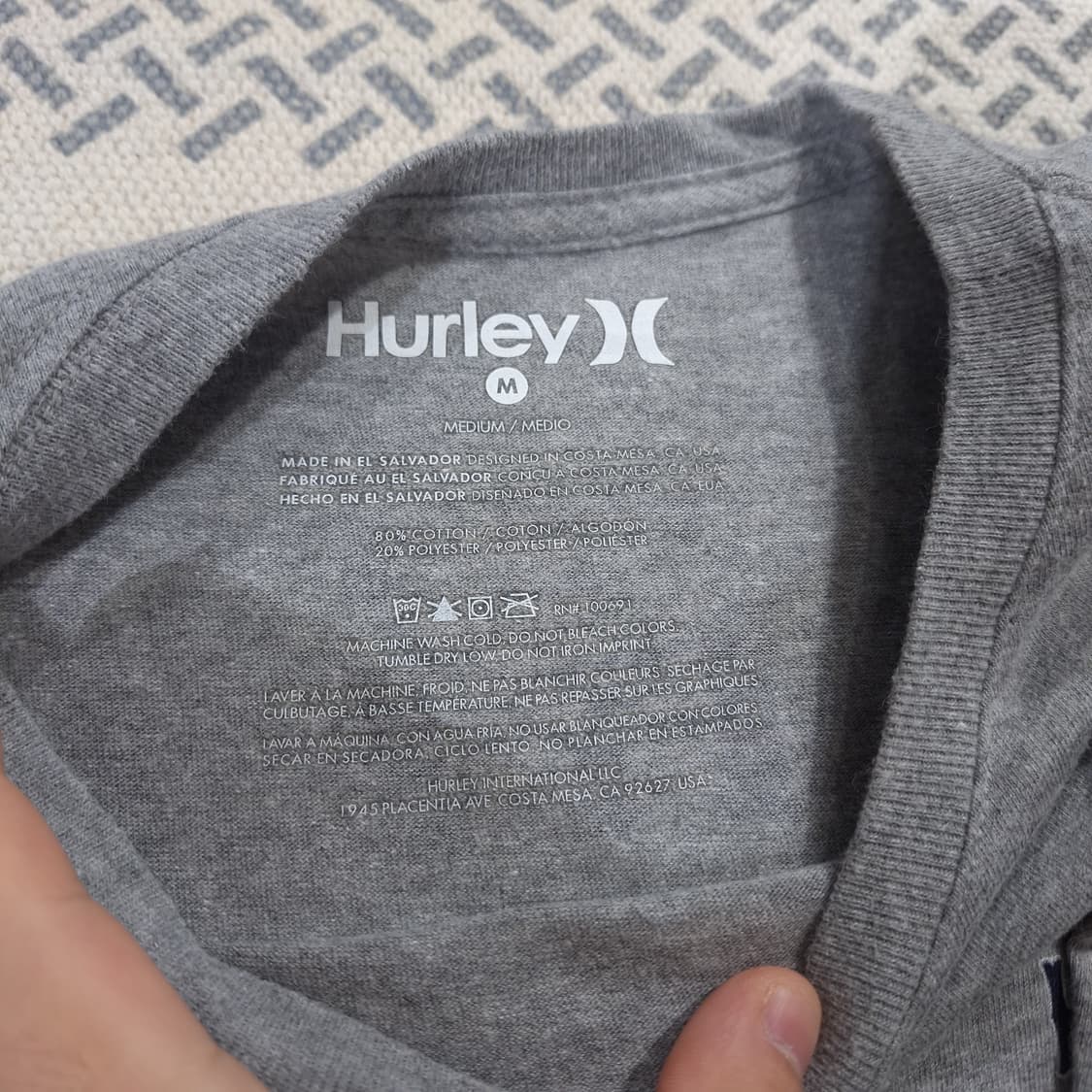 HURLEY 헐리 그레이 블랙 프린팅로고 코튼블렌드 반팔 티셔츠 M 상품이미지6