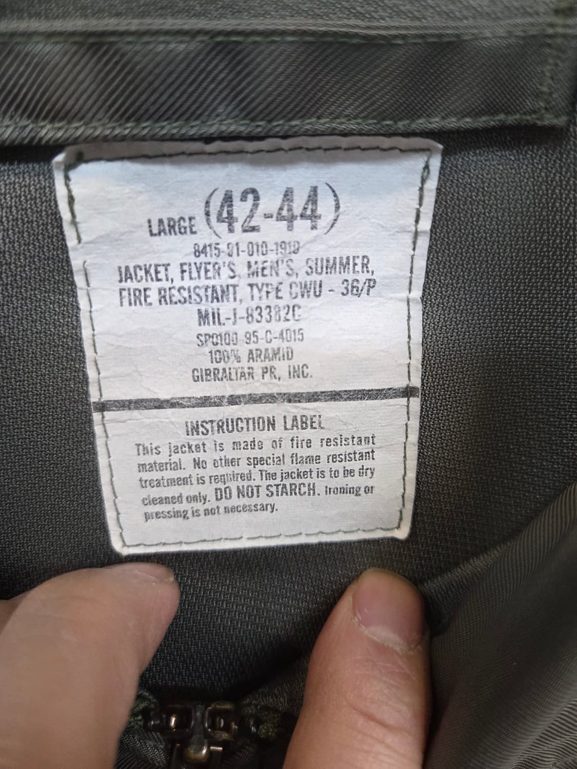 밀리터리 에어포스 cwu-36p 플라이트 항공자켓 L 상품이미지3