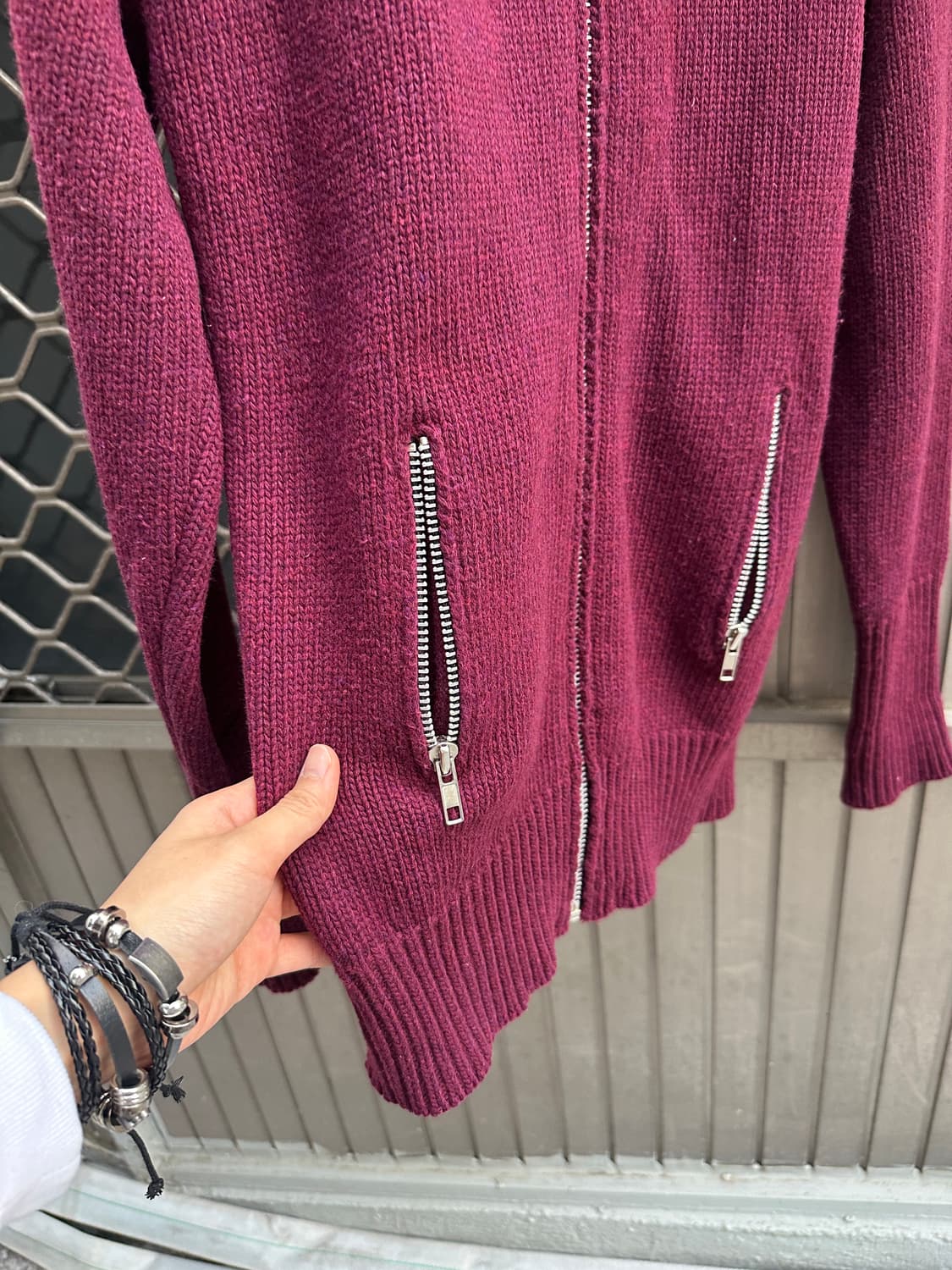 Warehouse wine knit zip up 상품이미지5