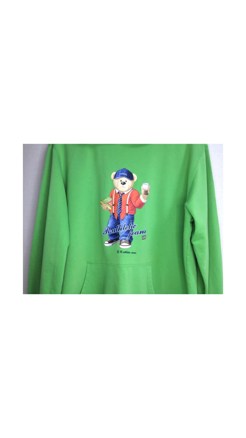 빈티지 곰돌이 프린팅 그린 후드집업 상품이미지2