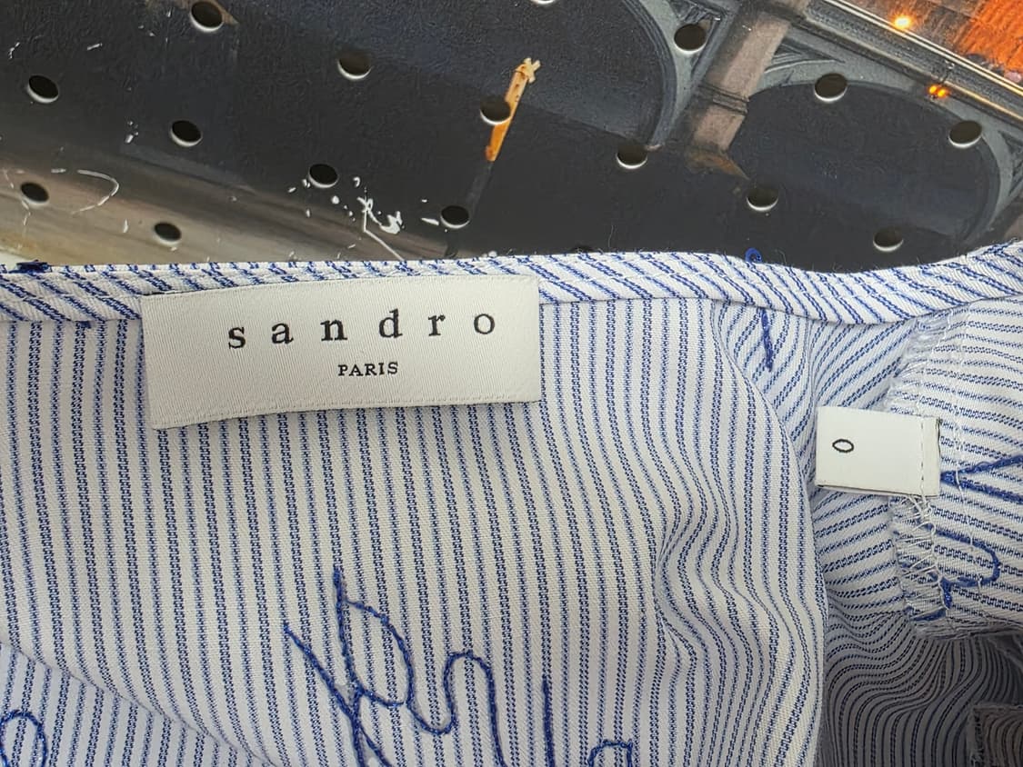 산드로 여성 반팔블라우스 44~슬림55 스트라이프 러플블라우스 WM47 상품이미지2