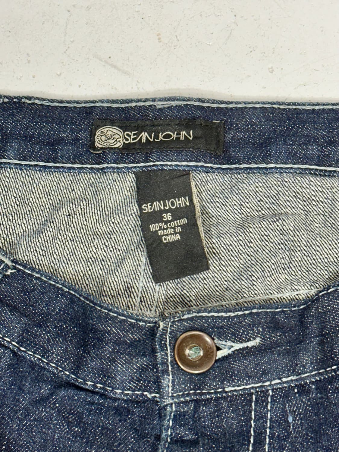 90s 션 존 진청 와이드 자수 올드스쿨 힙합 새깅 팬츠 청바지 36 상품이미지7