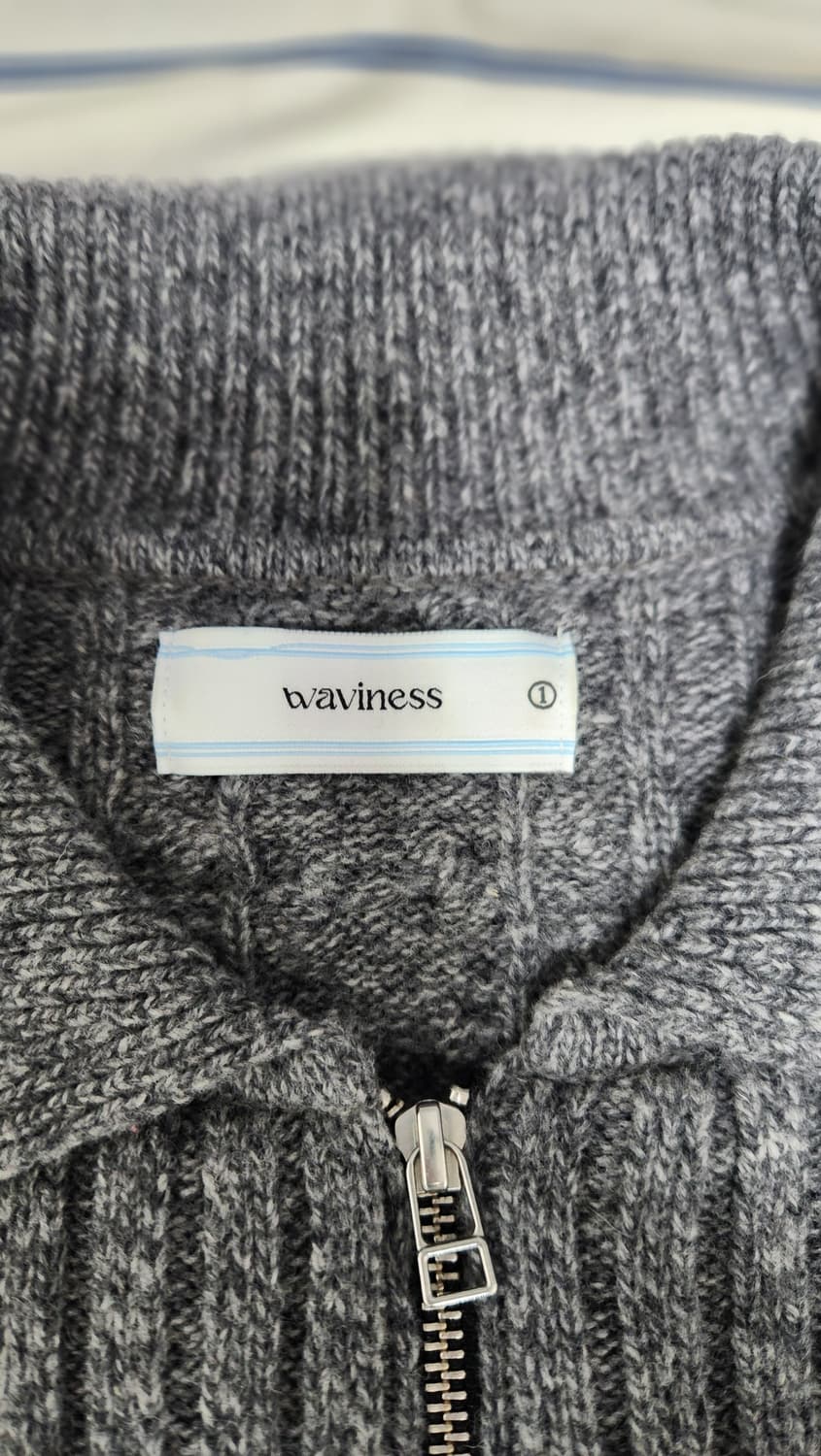 웨이비니스 그레이 카라니트집업 상품이미지2