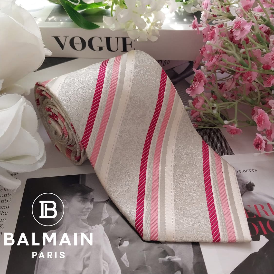 발망 실크 아이보리 레지멘탈 자카드 넥타이 9.1cm A등급 K1656
 상품이미지2