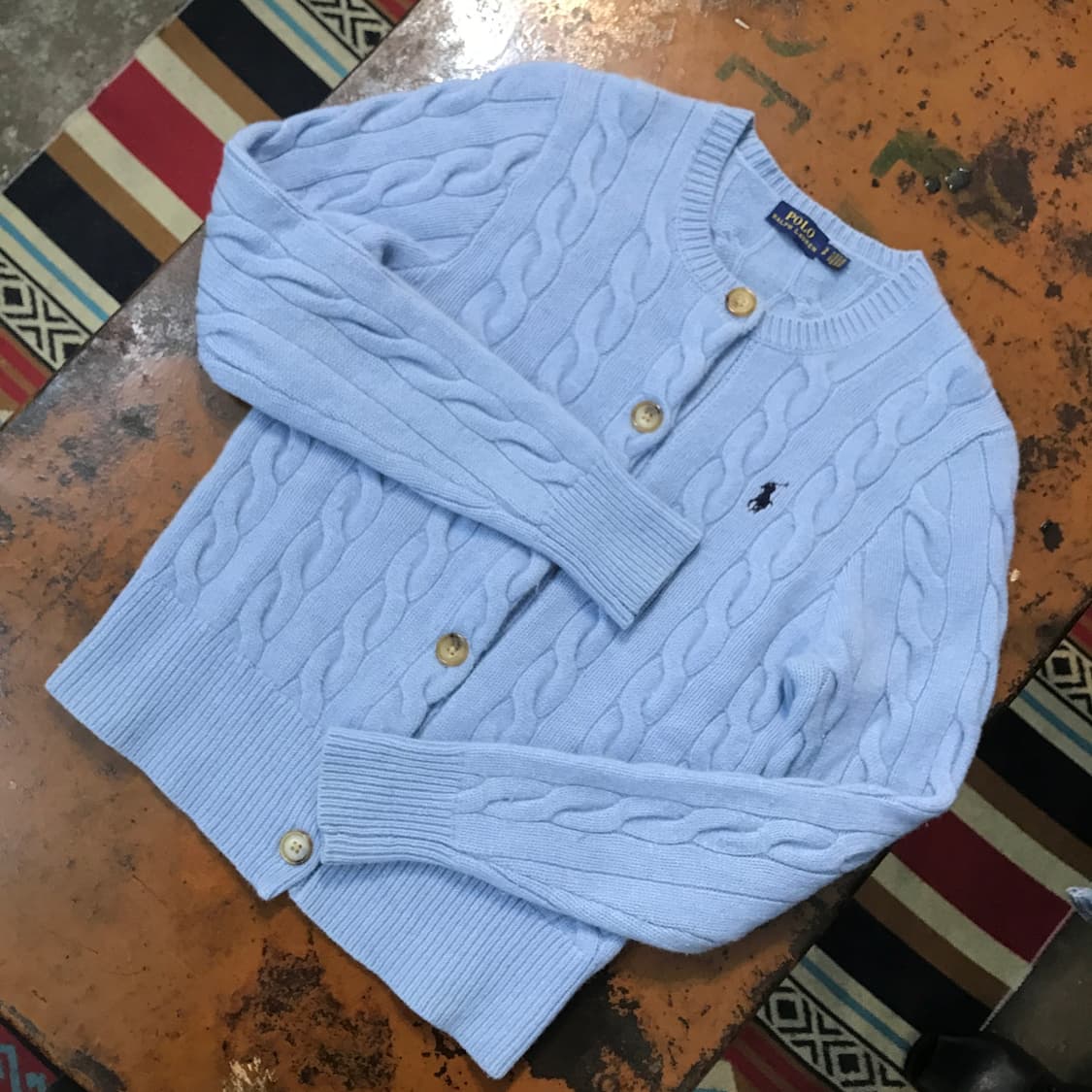 폴로랄프로렌 소라색 라운드넥 케이블 가디건 여성 55 사이즈 상품이미지2