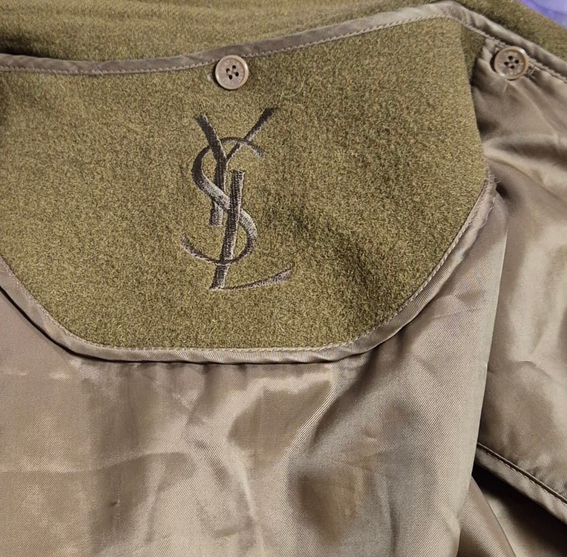 XXL (110) 입생로랑 빈티지 카키 반코트  상품이미지3