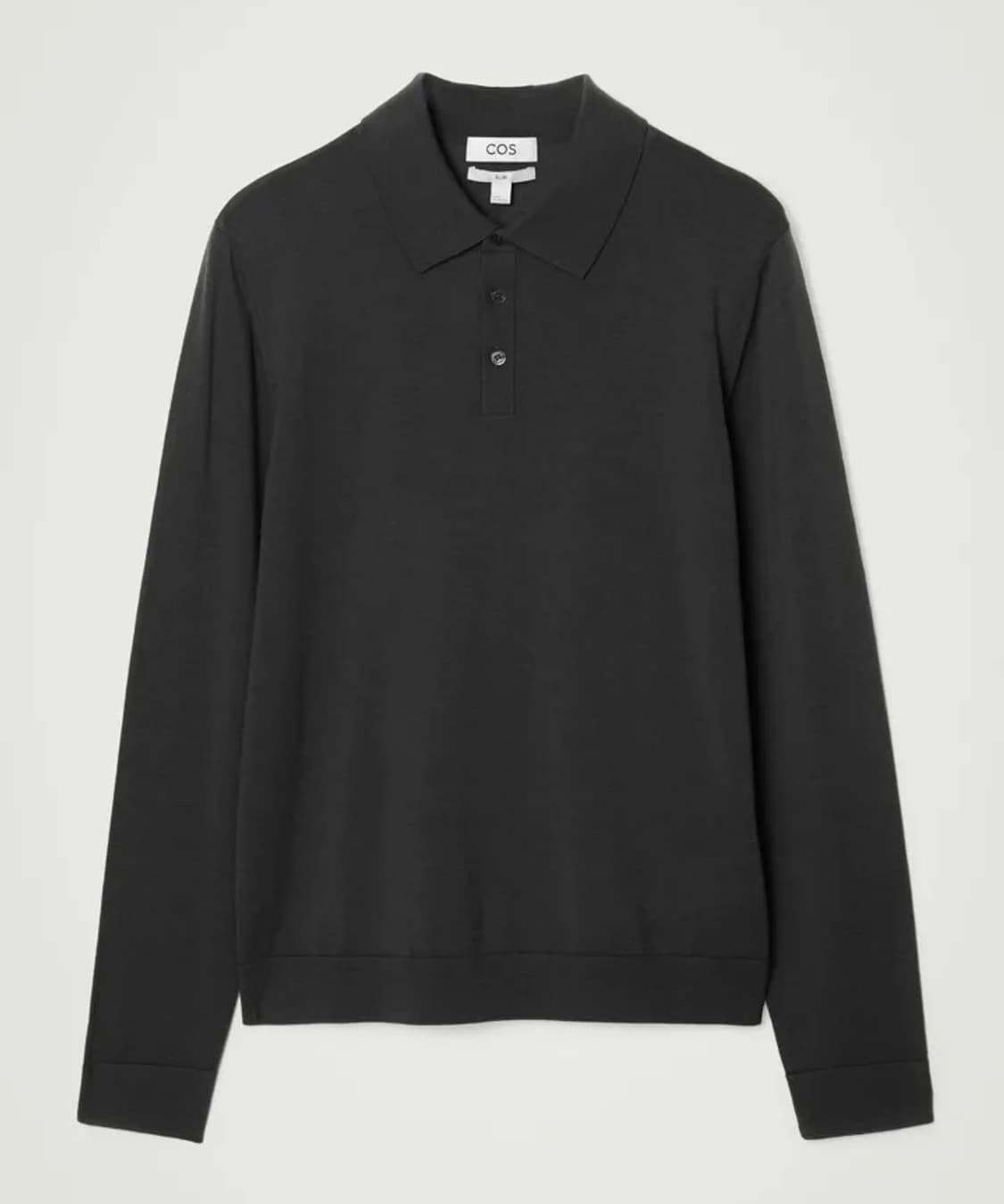 [L] 슬림 메리노 울 폴로 셔츠 블랙 상품이미지1