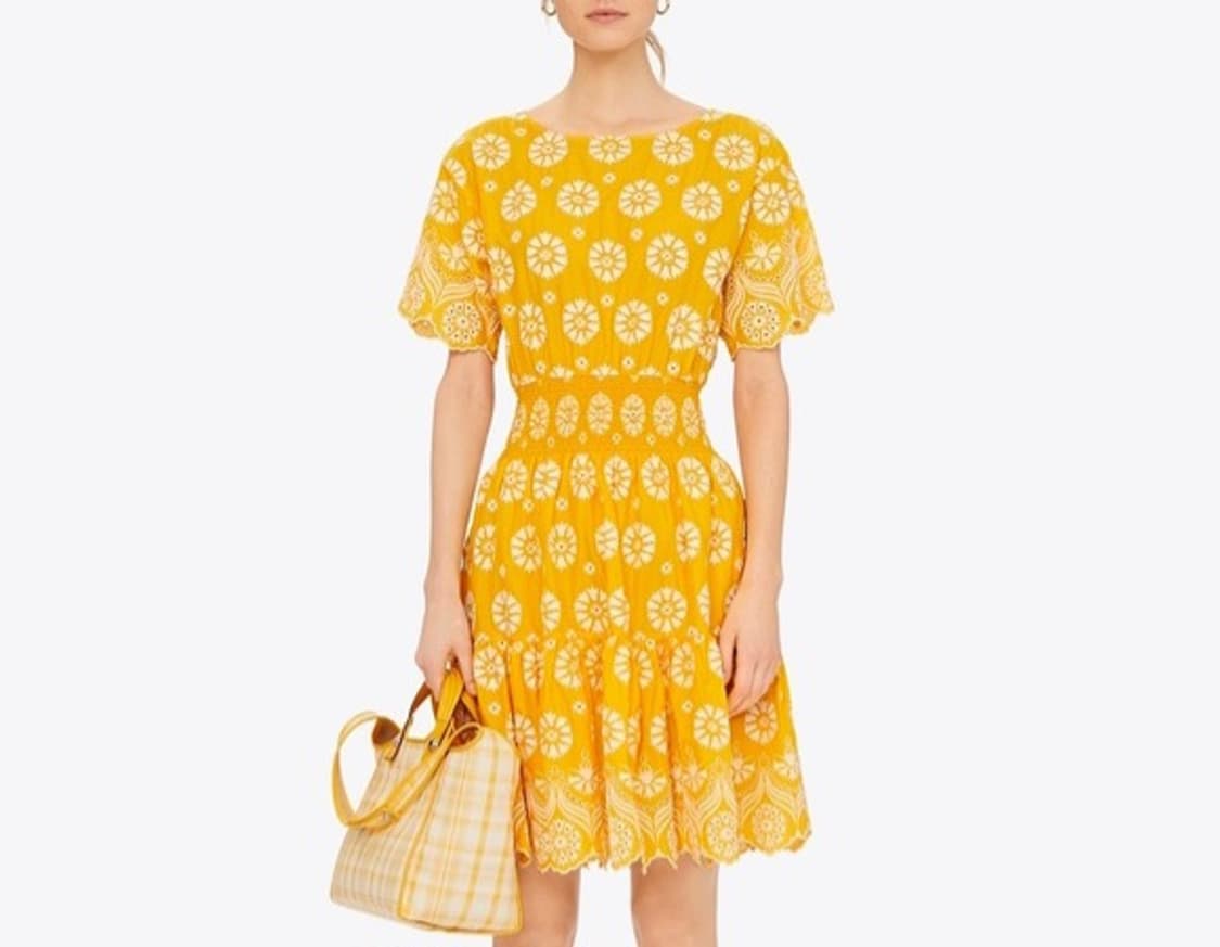 (새상품)토리버치 TORY BURCH 자수 아일렛 스모크 밴딩 원피스 상품이미지1