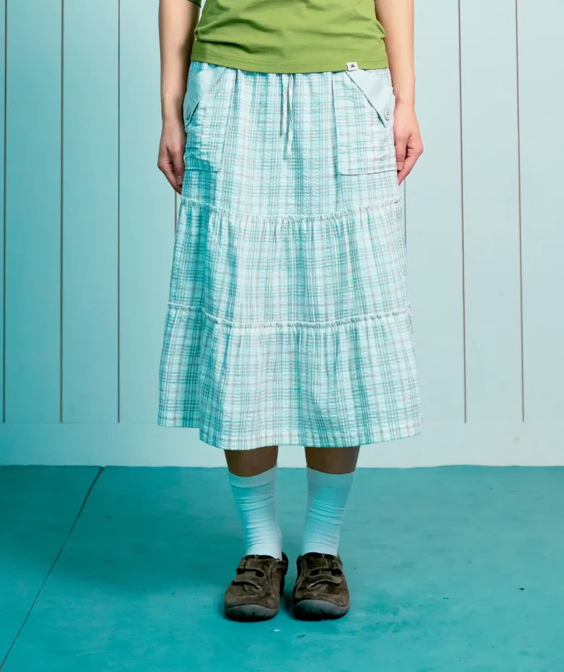 TCM frill pocket check skirt (green) 상품이미지1