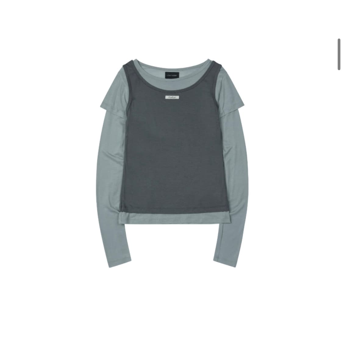 (F) 레더리 투톤 슬리브리스 레이어드 롱슬리브 [CHARCOAL] 상품이미지8