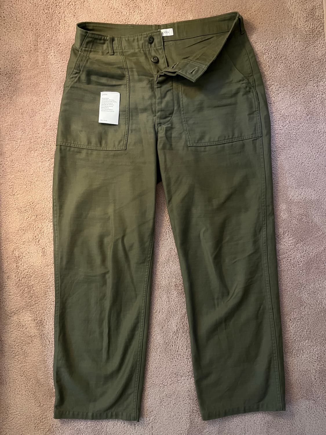 시오타 베이커 팬츠 올리브 (와이드 스트레이트, 5size) 상품이미지1