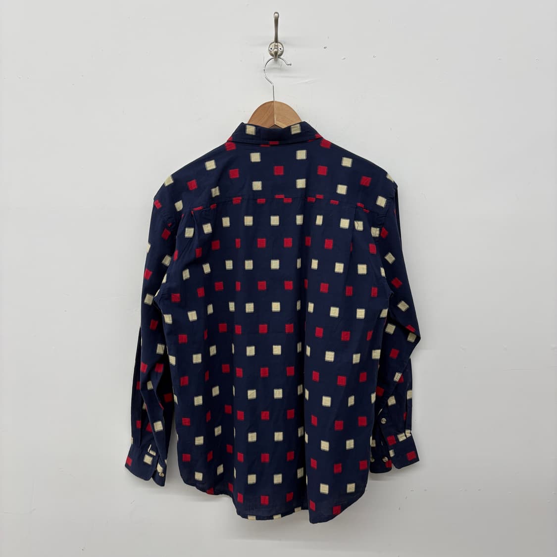 오시코시 네이비 스퀘어 패턴 긴팔 셔츠 남성 M 상품이미지5