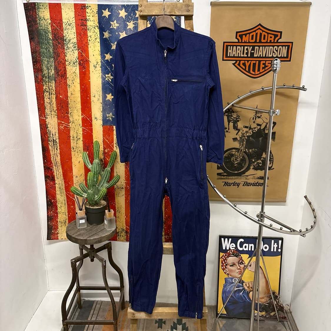 80~90s 프렌치 워크웨어 코튼트윌 커버올 점프수트  N981 상품이미지1