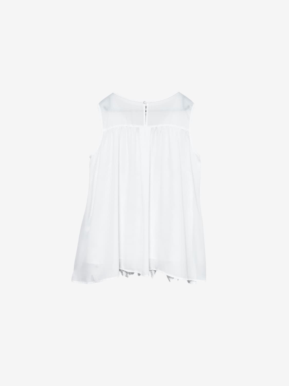 Floral Embroidery Sleeveless Top - White 상품이미지7