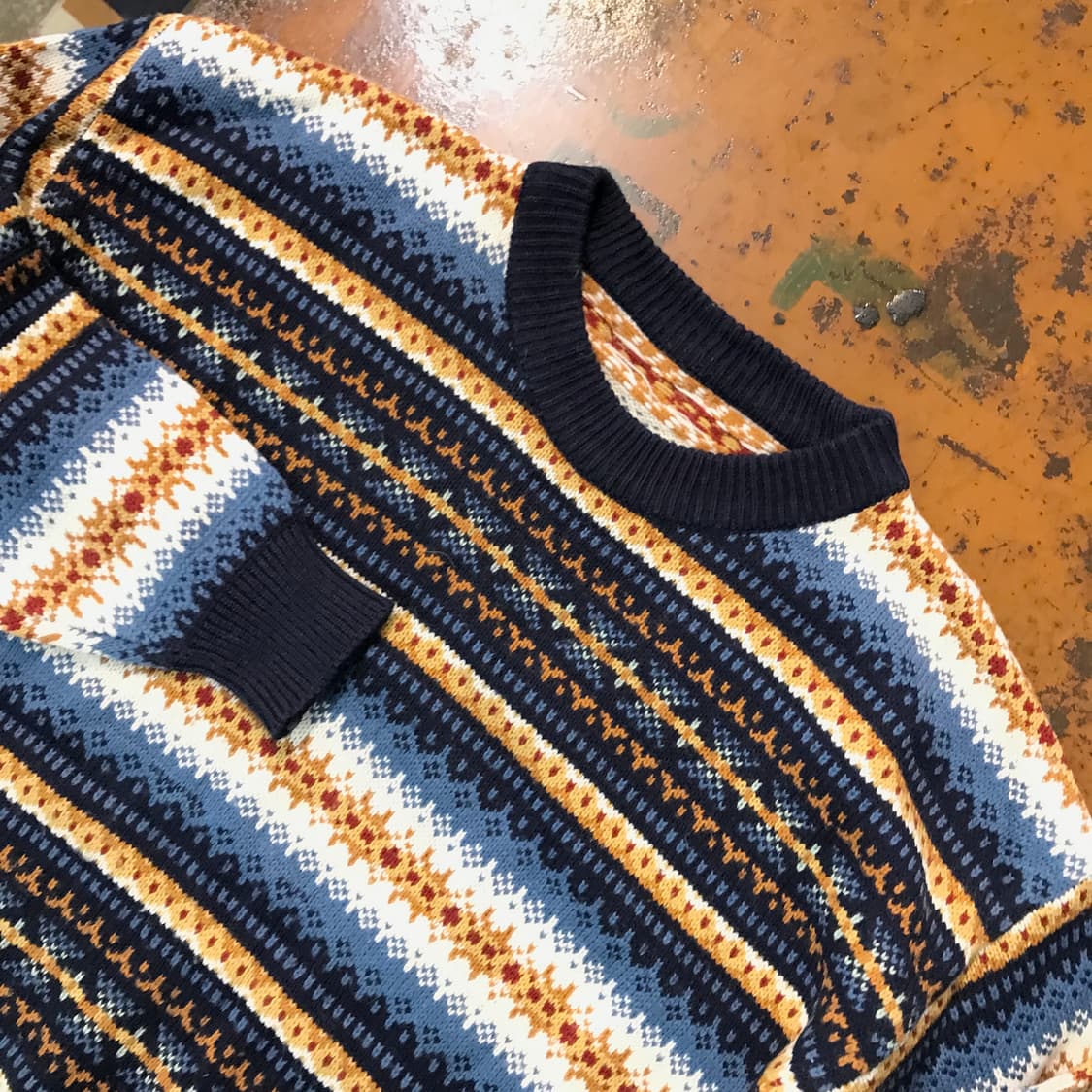 VTG 빈티지 네이비 페어아일 니트 스웨터 남성 105 사이즈 상품이미지3