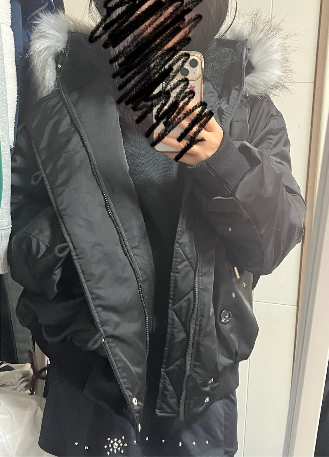 블랙 퍼 점퍼 상품이미지5