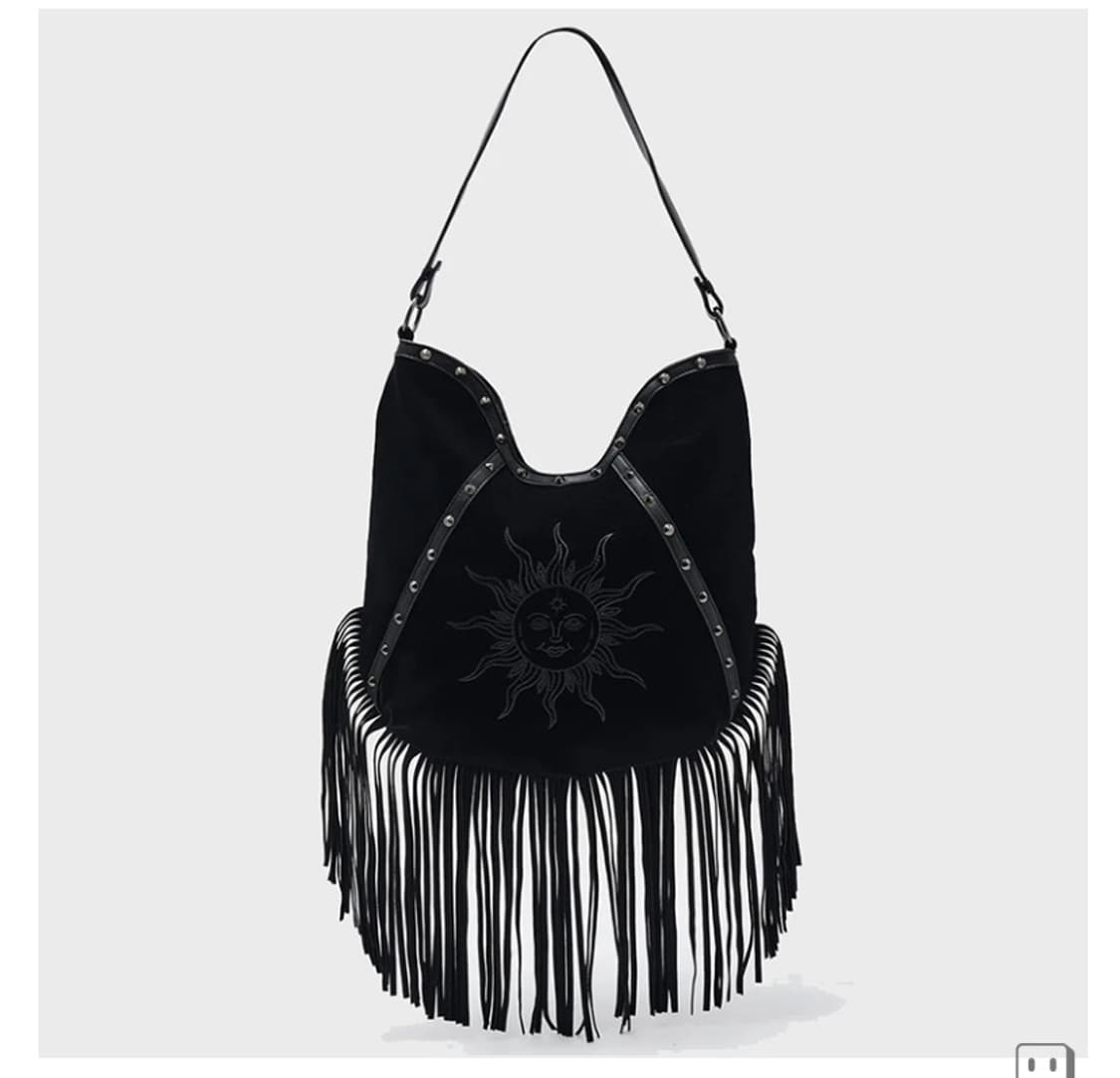 [킬스타] KILLSTAR 위치 라이징 선 블랙벨벳 프린지백   상품이미지1