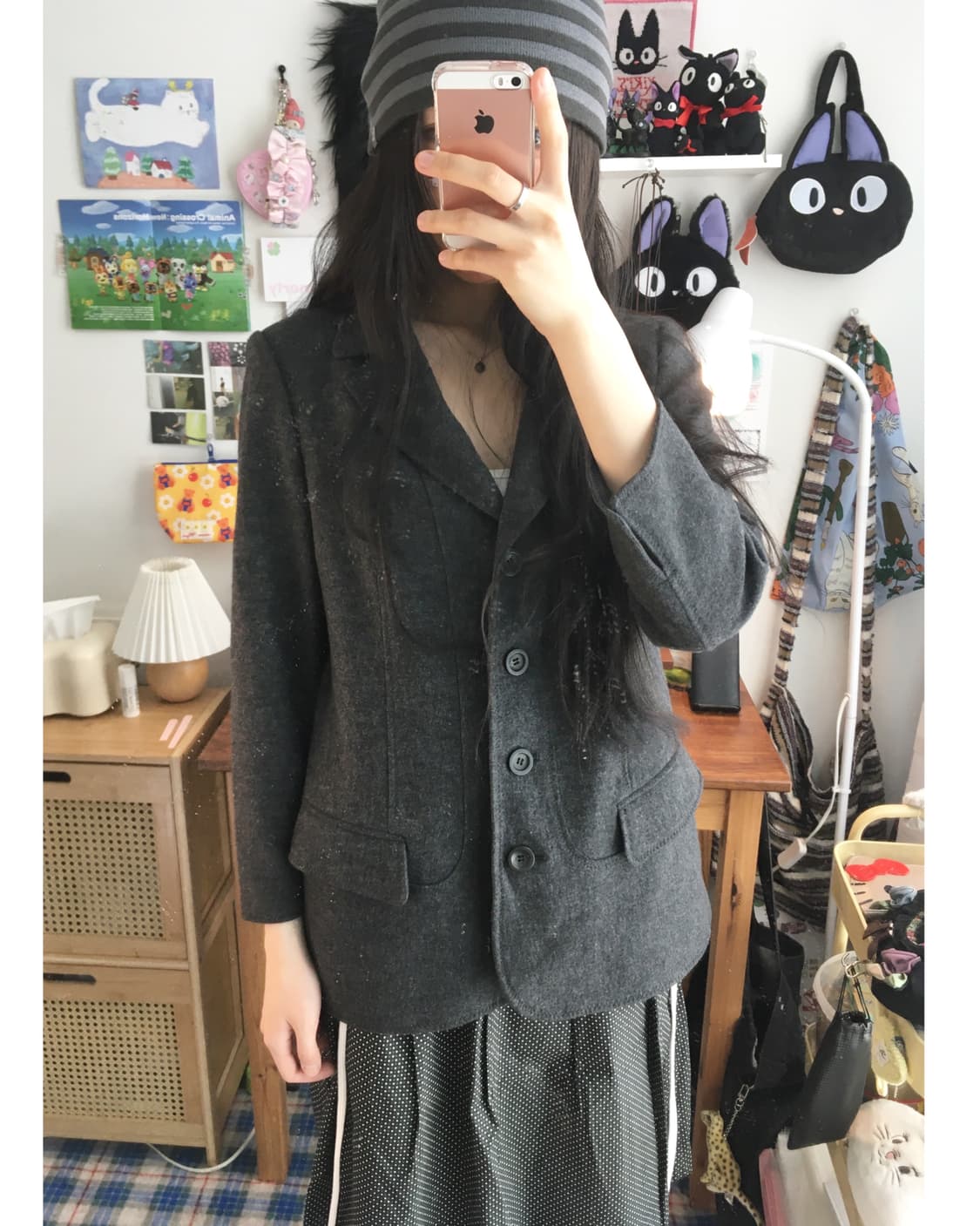 vintage wool blazer jacket charcoal 상품이미지1