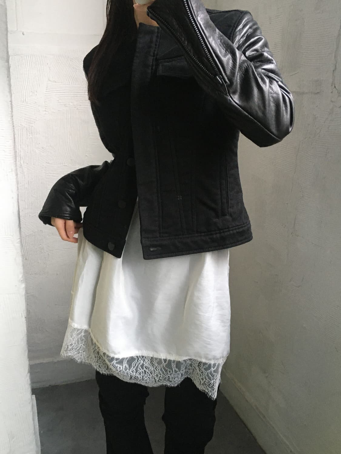 Alexander Wang 알렉산더왕 블랙 레더 슬리브 자켓 상품이미지2