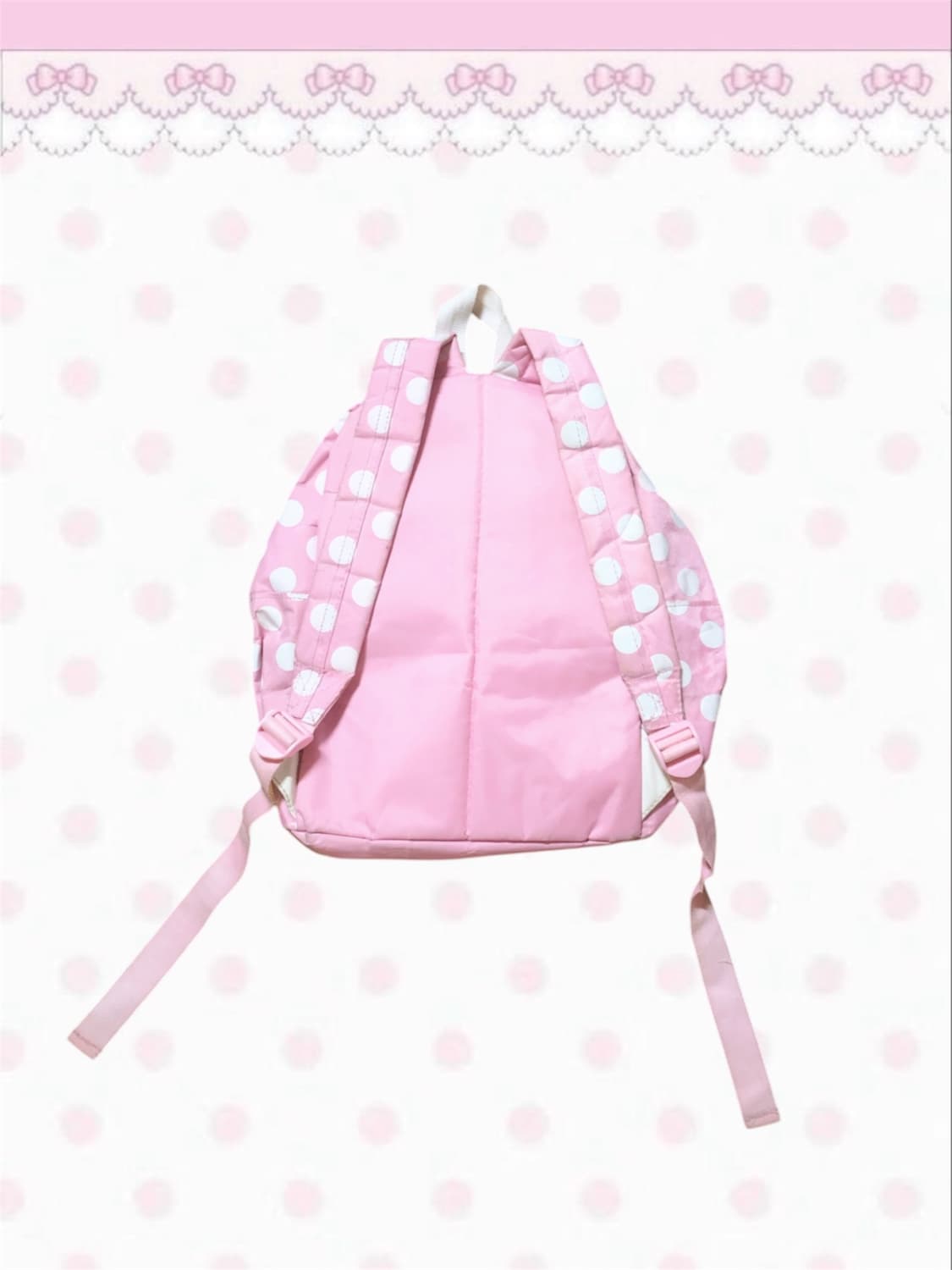 빈티지 딸기우유 핑크 베이비 리본 도트 백팩 히메갸루 핀터레스트 상품이미지2