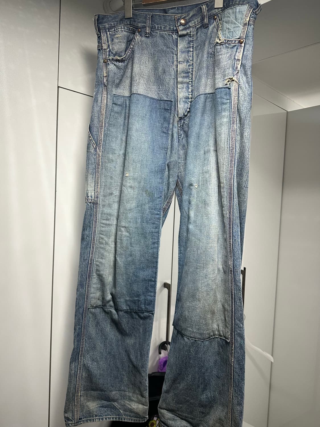 [S] Saint mxxxxxx 세인트미카엘 더블니 데님팬츠 상품이미지1