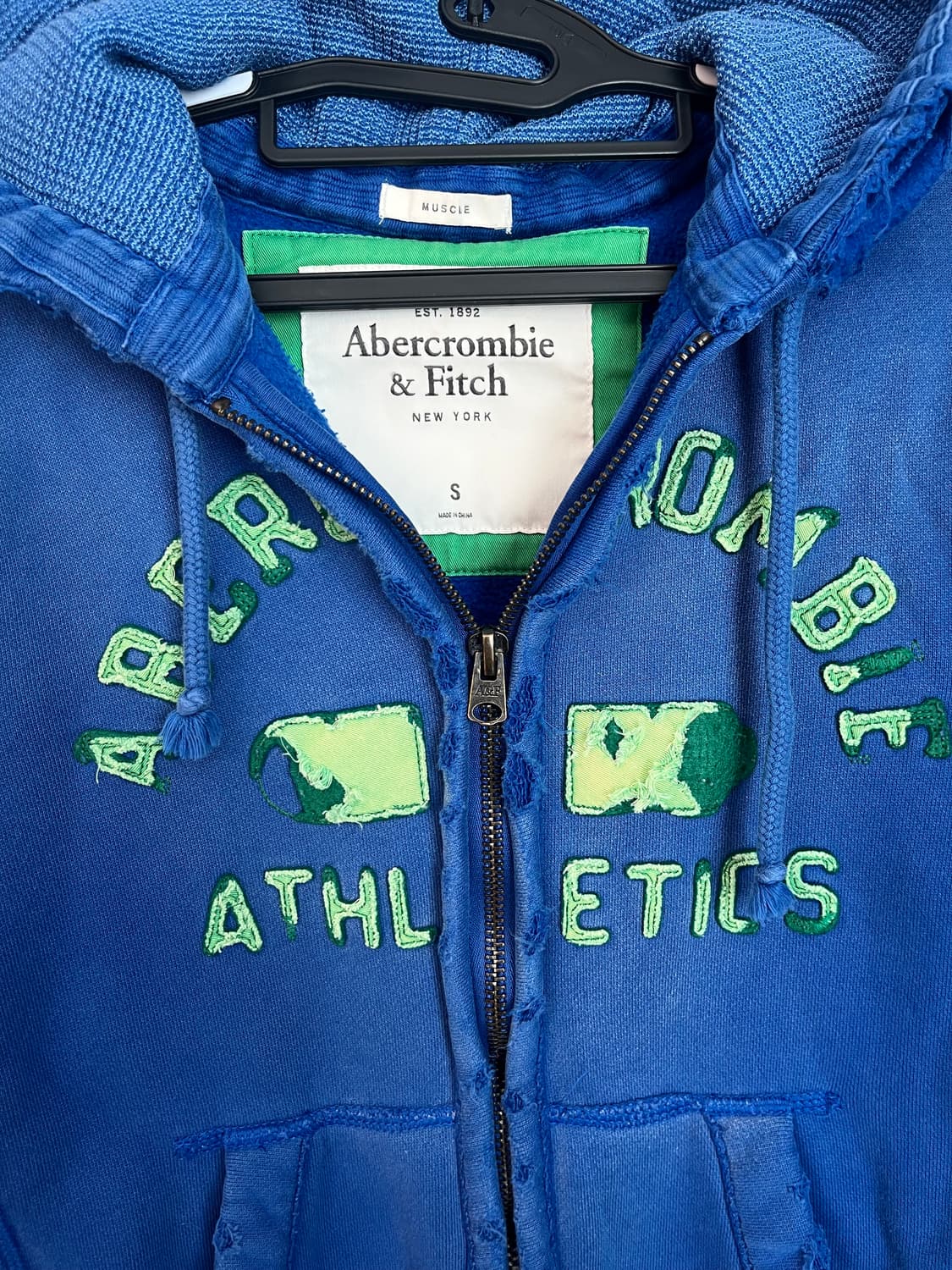 아베크롬비 스펠로고 후드집업 블루 (S) 상품이미지4