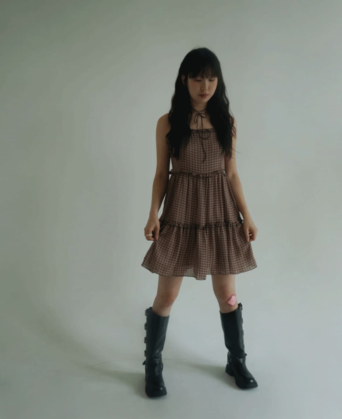 루루서울 체리 체크 드레스 레드 상품이미지5