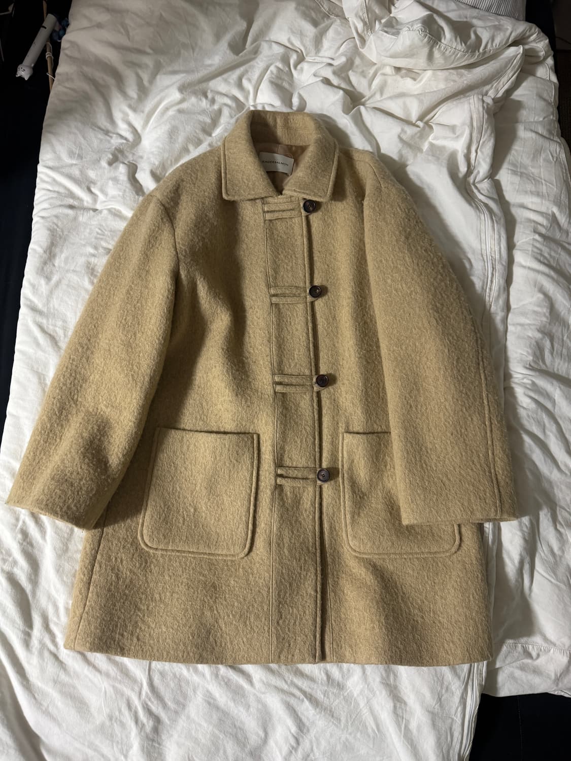 킨더살몬 alpaca jeanne half coat bone 상품이미지2