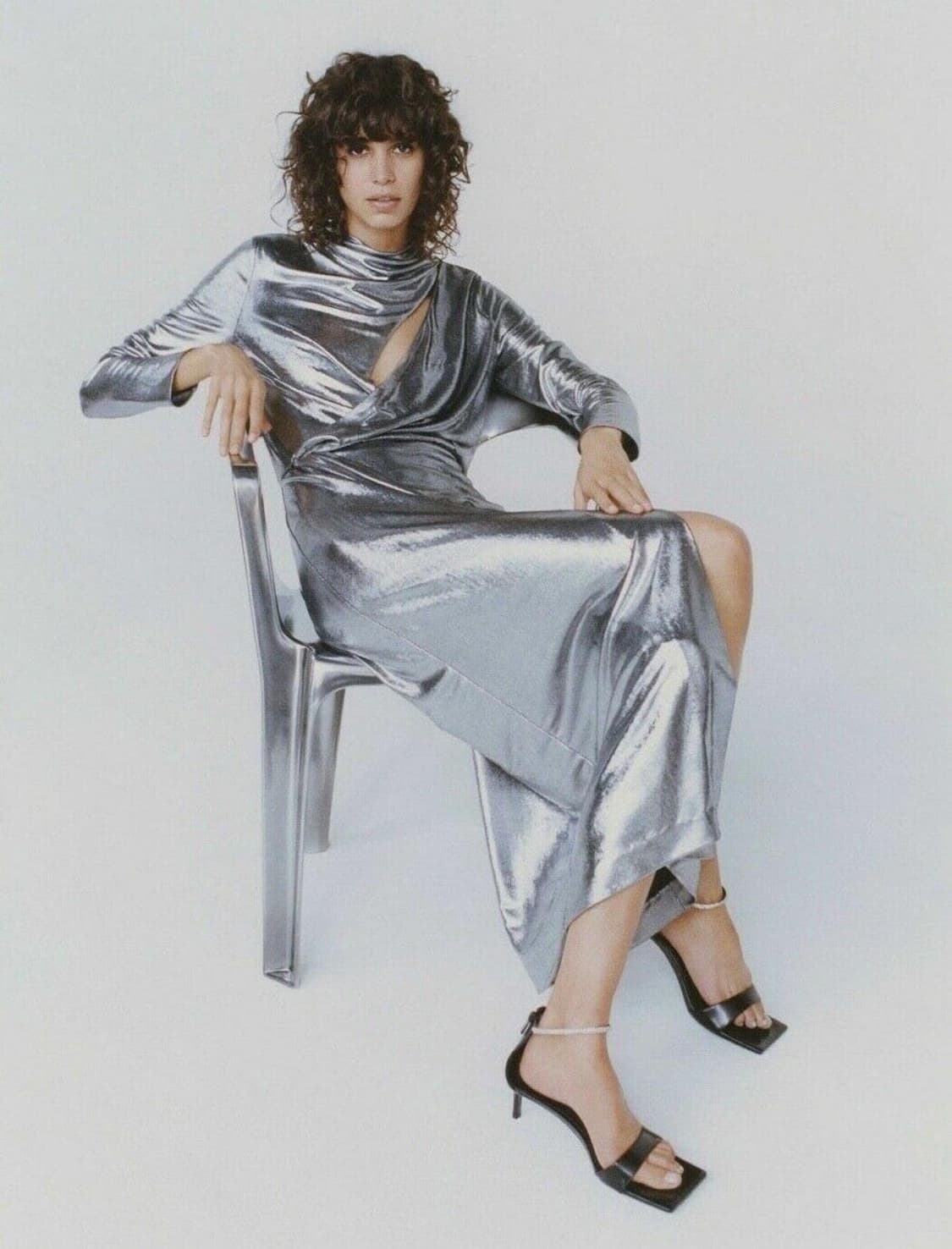 새상품) 자라 실버 메탈릭 맥시 드레스 XS 연말프롬파티 연주회 롱원피스 상품이미지2