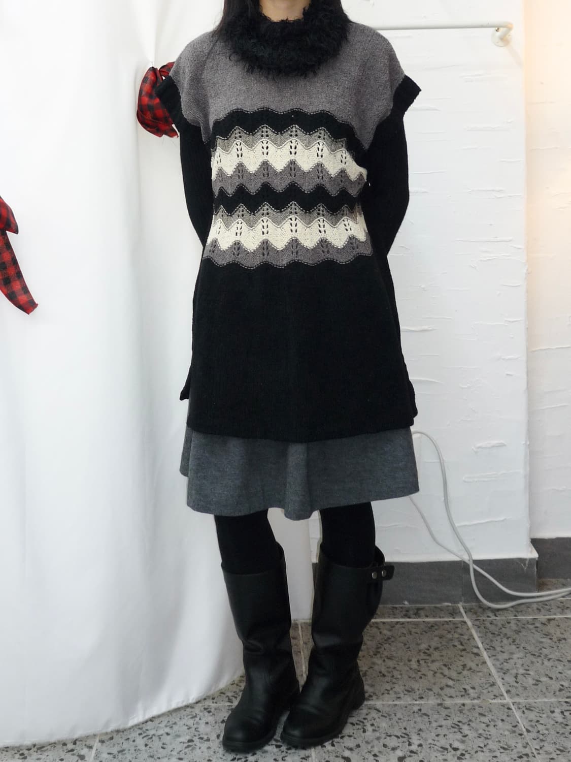 Fur neck vintage vest 상품이미지2