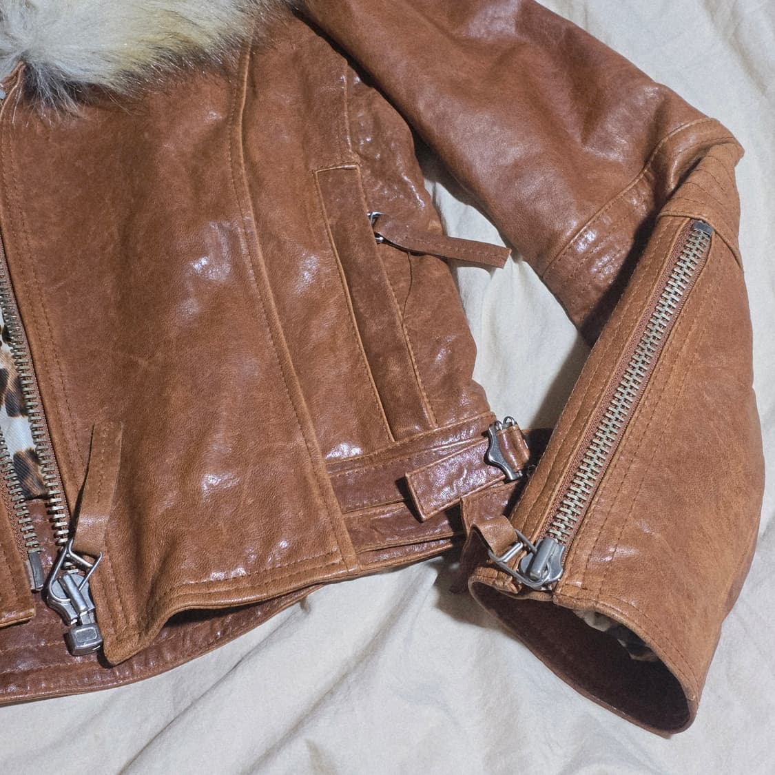 리얼 양가죽 퍼 라이더 자켓 상품이미지2